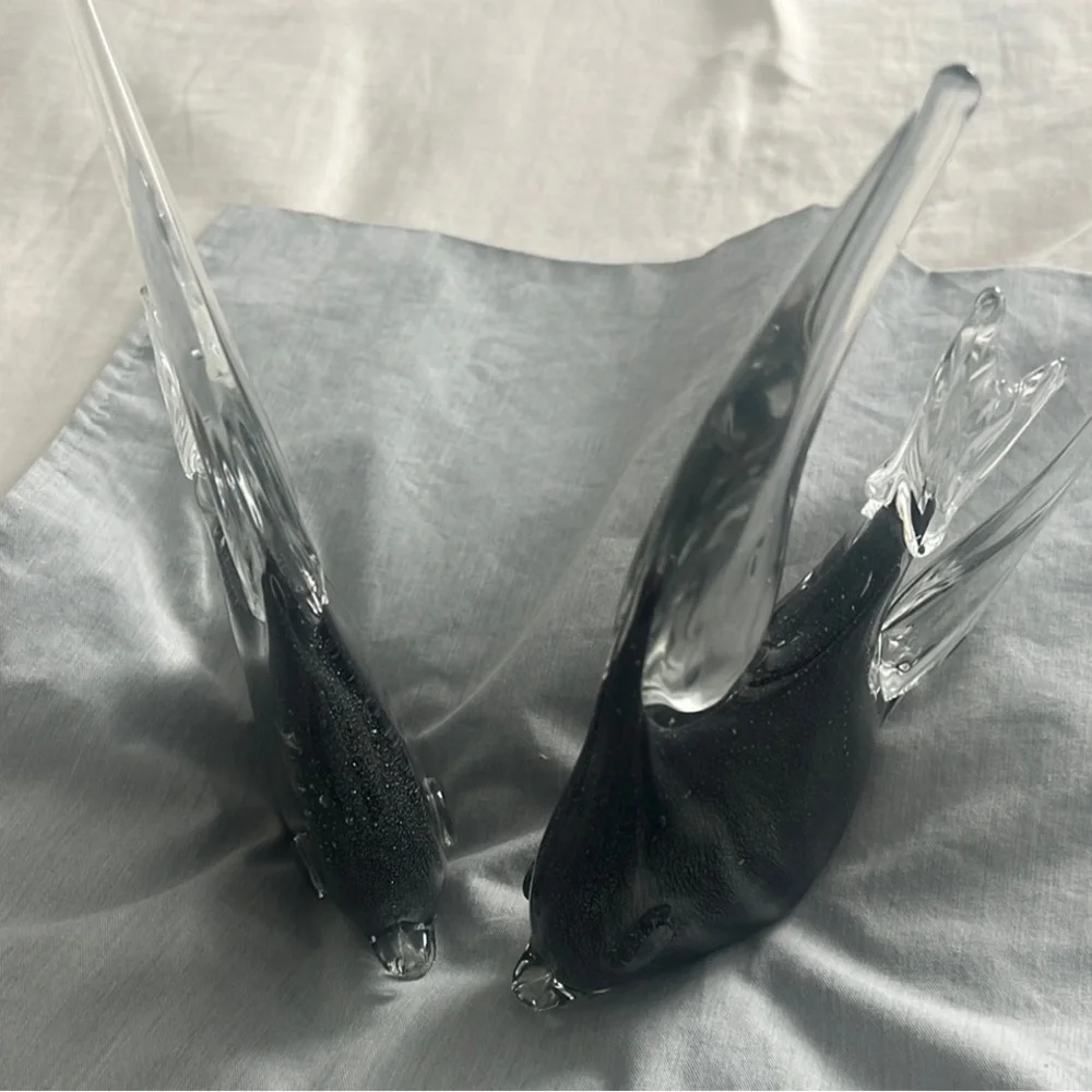 Z Gallerie Glass Fish Sculpture with Black Accents